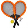 Komplet oranžnih loparjev z mrežo, žogico in badminton perjanico