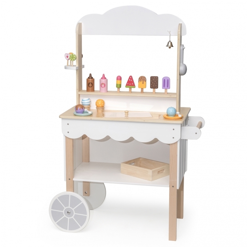 prodajna stojnica z barvnimi lesenimi sladicami