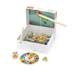 Lesena otroška igra ribolova z magnetno palico