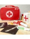 Otroški zdravniški kovček z lesenimi medicinskimi pripomočki