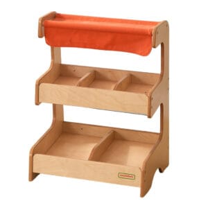 Lesena otroška polica z oranžno streho