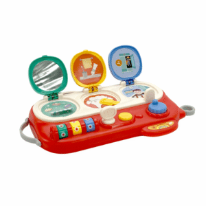Rdeča prenosna glasbena tabla z bobni, tipkami in zvočnimi učinki