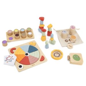 Lesene igre za otroke – komplet z barvnimi ploščicami