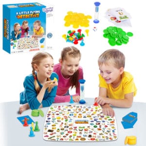 Otroci igrajo družabno igro A Little Flying Detectives