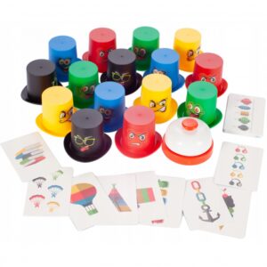 Barvita namizna igra s skodelicami in kartami