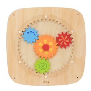 Lesena otroška igrača z barvnimi zobniki