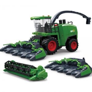 Zelena kmetijska žetevna kombajna z dodatki